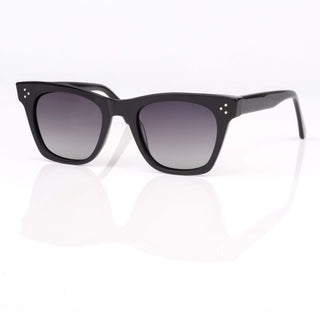 Black sunglasses with gradient lenses on a white background