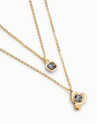 Uno de 50 Multi-layer pendant link chain necklace with heart charm