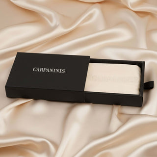 A Carpaninis chapagne colour silk pillowcase