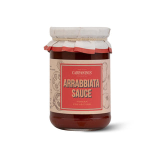 Jar of Carpannis Arrabbiata Sauce on a white background