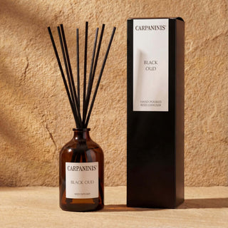 A black Oud reed diffuser