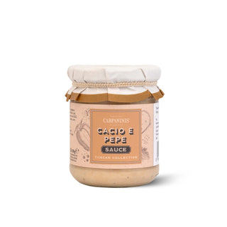 Jar of Carpano Cacio e Pepe sauce on a white background