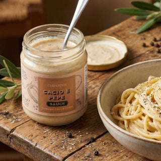 A jar of Carpaninis Cacio e Pepe sauce