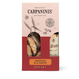 Carpaninis Cantucci & Il Santo gift set packaging on a white background