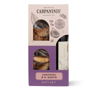 Carpaninis Cantucci & Il Santo gift set packaging on a white background
