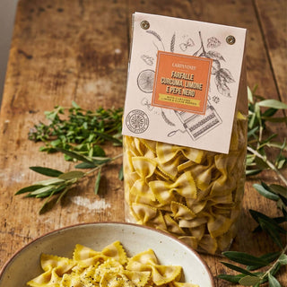 A packet of Carpaninis turmeric, lemon and pepper farfalle pasta
