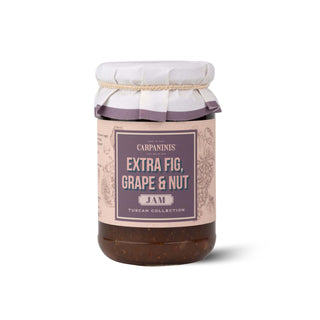 A jar of grape, fig and nut jam