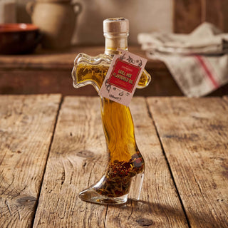 A bottle of grill mix flavoured oil in the shape of Italy