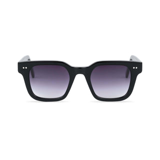 Black sunglasses with gradient lenses on a white background