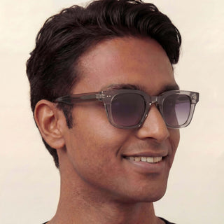 Man wearing sunglasses with a plain background