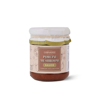 A jar of porcini mushroom sauce