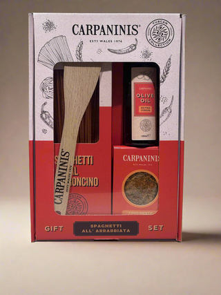 A gift box of Carpaninis Spaghetti all' arrabbiata meal kit