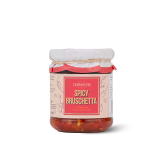 Jar of Carpanini's Spicy Bruschetta on a white background