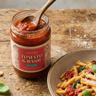 A jar of Carpaninis tomato and basil pasta sauce