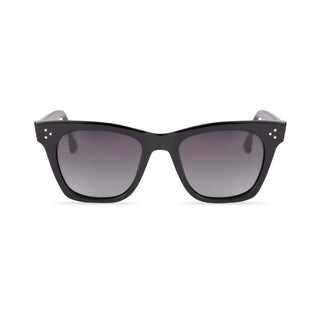 Black sunglasses with gradient lenses on a white background