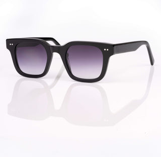 Black sunglasses with gradient lenses on a white background