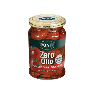 Jar of Ponti Zero Olio dried tomatoes on a white background